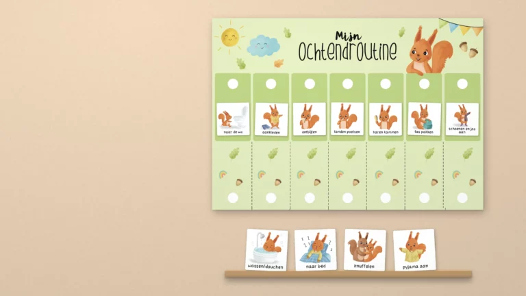 Ochtend- en avondroutine voor kinderen aan de muur