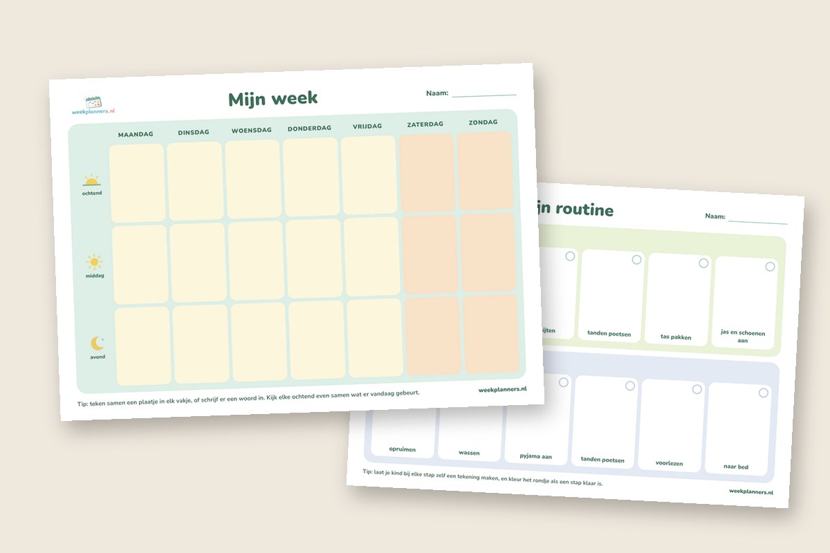 Gratis printbare weekplanner en routinekaart voor kinderen